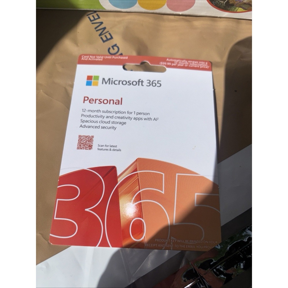 Microsoft 365 Personal Software Card Brand New For  Computers Office